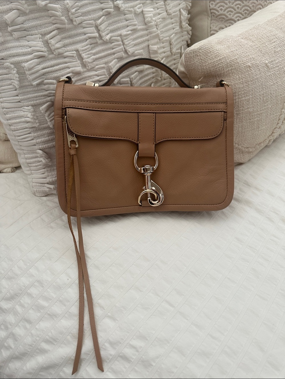 Rebecca Minkoff Tan Leather Top-Handle Satchel with Signature Hardware